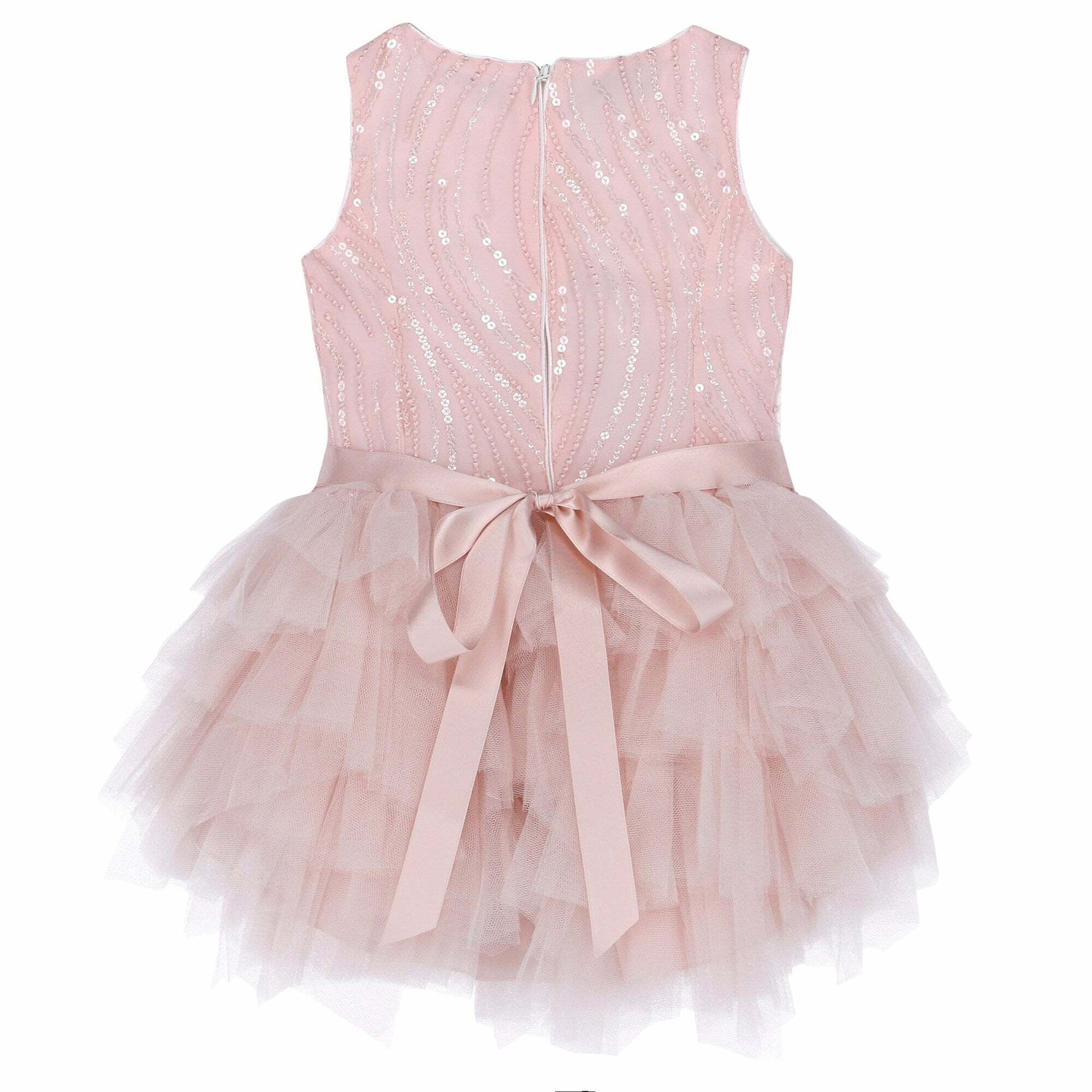 Miss Leod Girls Pink Sequin Tulle Dress ...
